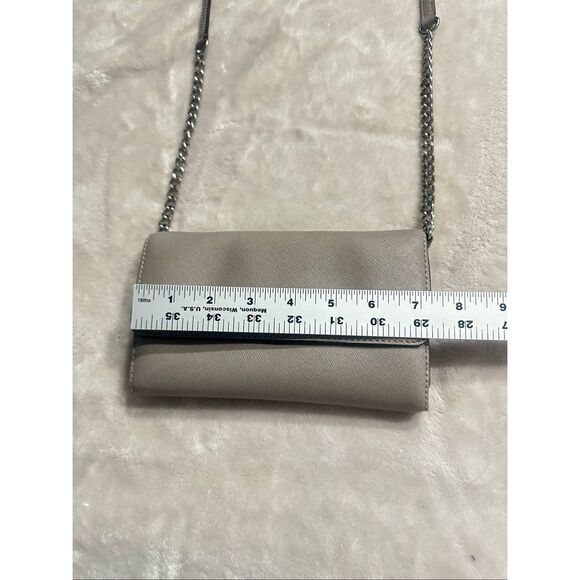 Michael Kors Gray Leather Silver Chain Strap Flap Closure Small Crossbody Bag - Picture 9 of 11